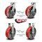 Service Caster 12 Inch Heavy Duty Red Poly on Cast Iron Caster Swivel Locks 2 Brakes, 4PK SCC-KP92S1230-PUR-RS-SLB-BSL-2-BSL-2 - alternate 5